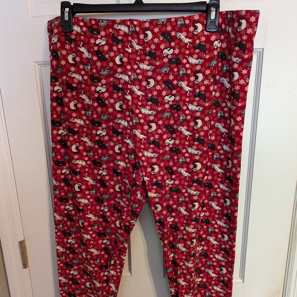 Cozy Christmas Cats Lounge Pants Leggings Gold Medal International Ladies sz 2X